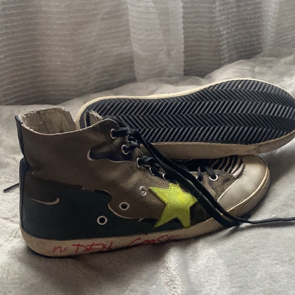 Golden Goose High Top Camo/Zebra Zip Up Sneakers - Picture 4 of 5